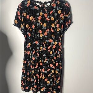 Xhilaration Black Dress with Pink and Yellow Floral Accents